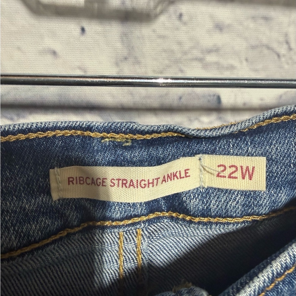 Women’s Levi’s Ribcage Straight Ankle Blue Jeans, Size 22W - Picture 5 of 7